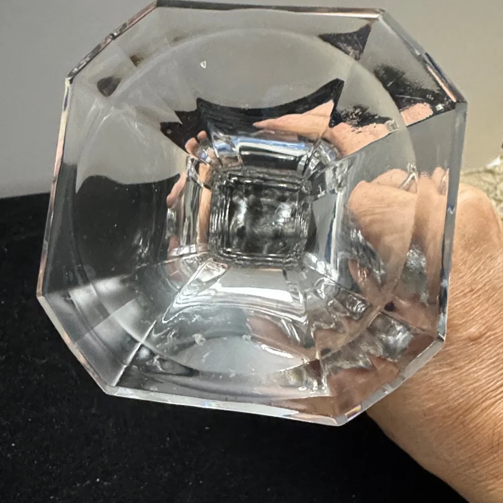 Glass Crystal Candle Holders (Set of 2)Clear Column Candlestick Octagon Pedestal